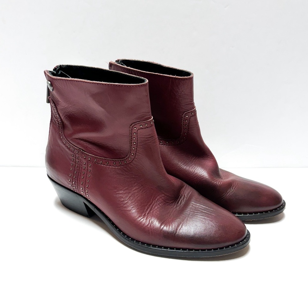 Zadig & Voltaire Red Leather Back Zip Ankle Boots